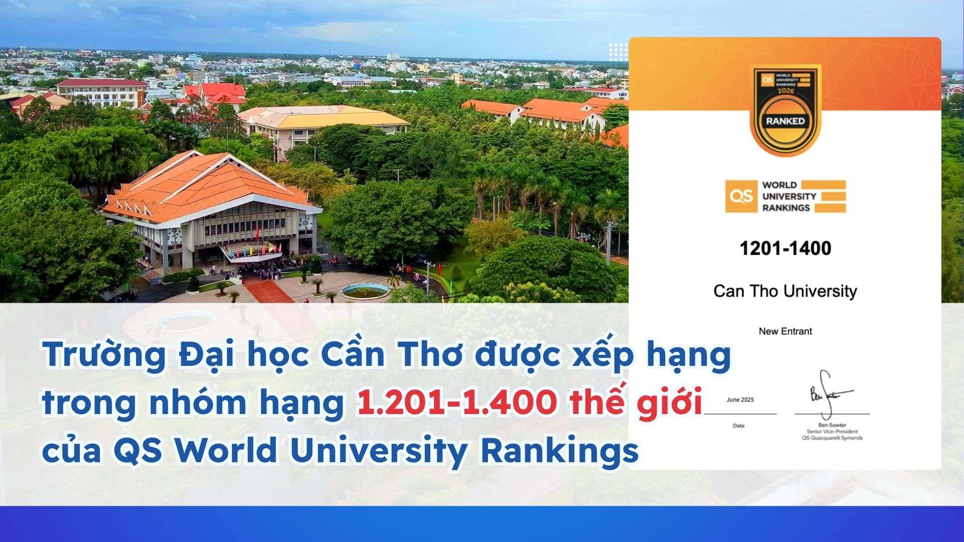 QS World University Rankings 2026: Trường Đại học Cần Thơ…